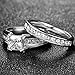 Stainless Steel Princess Cut Cubic Zirconia Wedding Engagement Ring Set Anniversary Propose Eternity Bridal Halo (10)