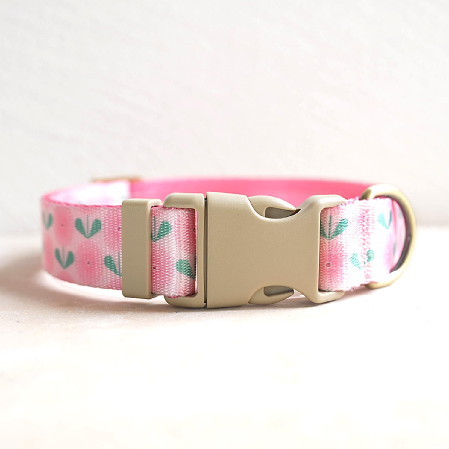 Petiry Lightweight Floral Dog Collar with Dandelion Pattern for Spring and Summer,Soft Fashionable Dog Collar For Large Dogs Neck 49-55cm,Pink Dandelion,L