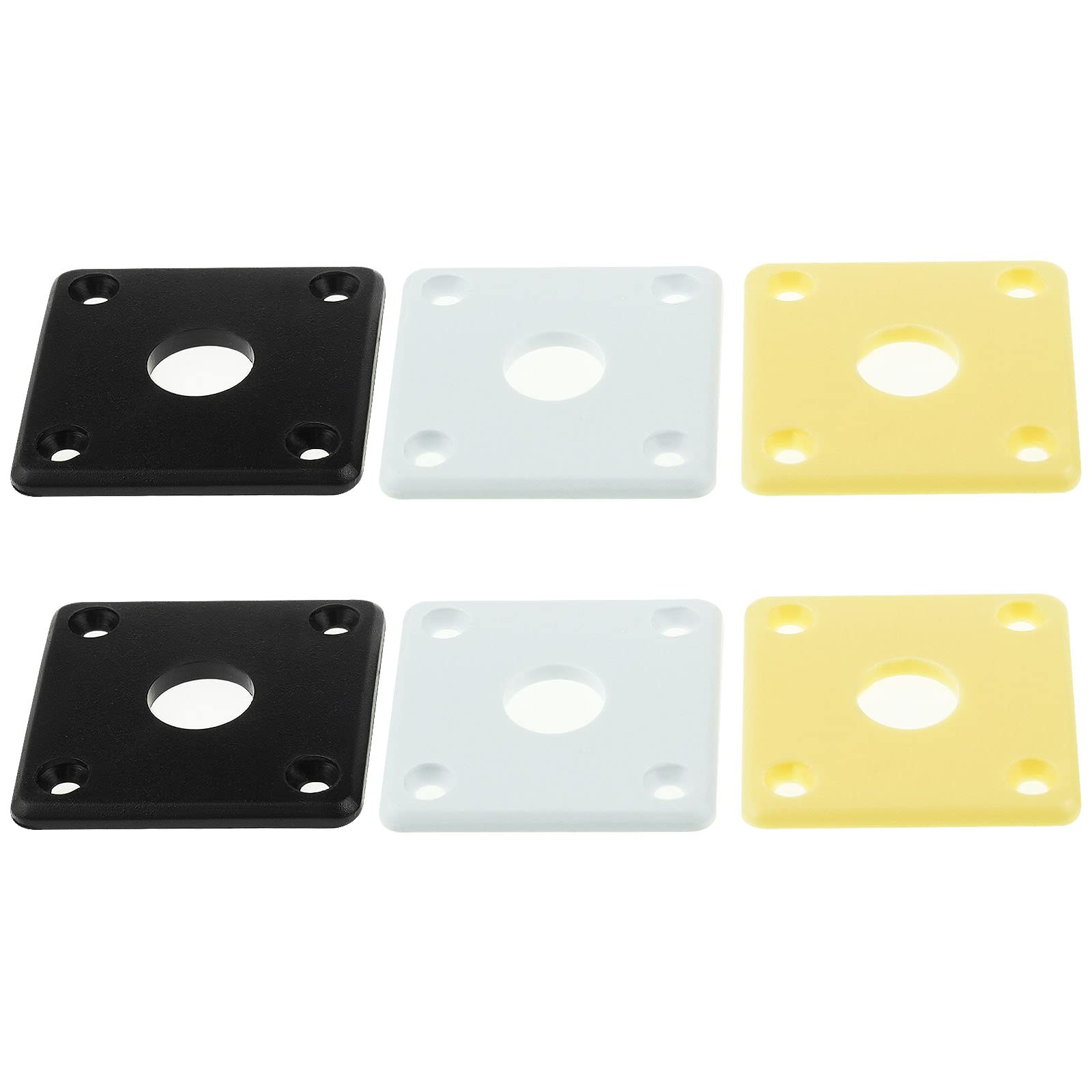 Create idea 6PCS Curved Jack Plate Plastic Square Jackplates Compatible with USA Les Paul Compatible with Epiphone Les Paul Guitar 2 Cream & 2 Black & 2 White