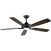 MINKA-AIRE F1000-CL/DTW Dyno 52" 5-Blade LED Ceiling Fan in Coal Black and Dark Textured Walnut/Coal Finish Blades with Etche