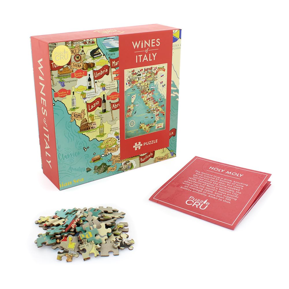 Ginger Fox Puzzle Cru Wines Of Italy 1000 Piece Colourful Jigsaw Puzzle - A Beautiful Gift For Wine Lovers - Enjoy Travelling The Italian Vineyards From Your Own Home