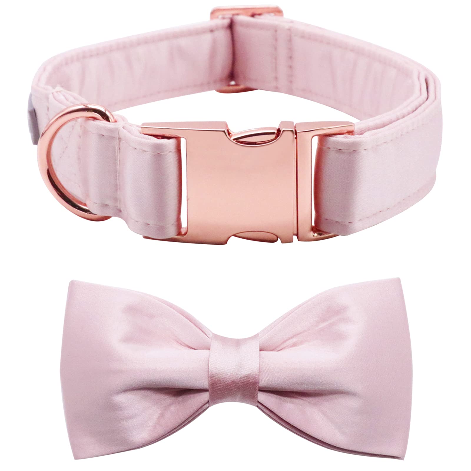 Lionet Paws Bowtie Dog Collar - Comfortable Silk Girl Dog Collar with Detachable Bow Tie for Medium Dogs, Neck 34-55cm