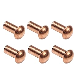 Aicosineg 50pcs 0.39" Length Copper Solid Rivets M5