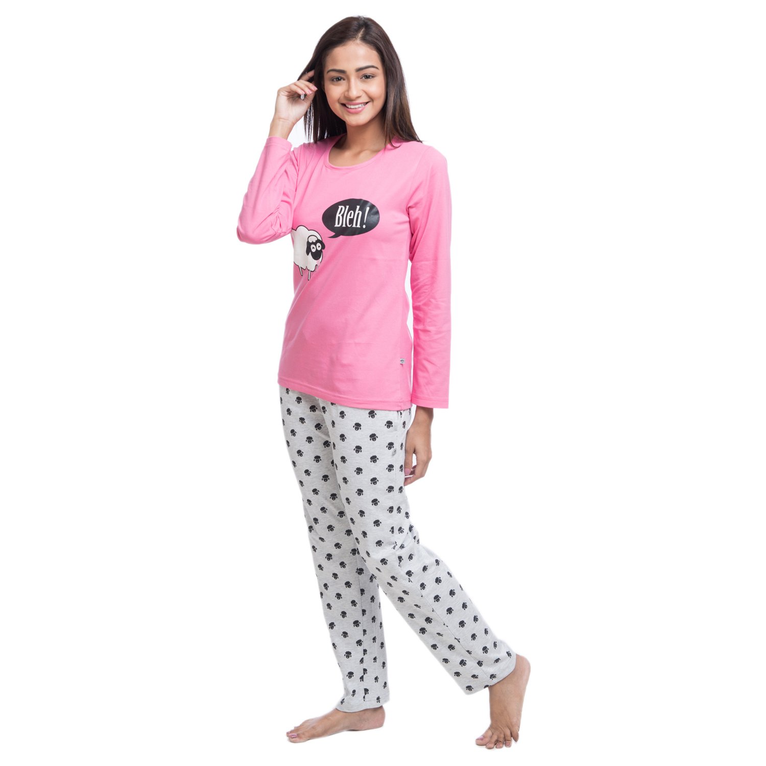 nite flite women's counting sheep cotton pajama set