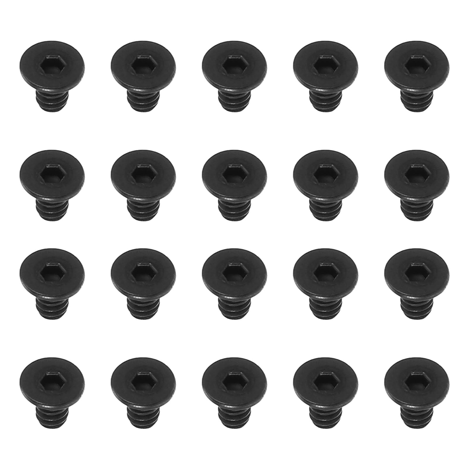 PATIKIL #4-40 x 3/16 Inch Flat Head Socket Cap Screws, 20 Pack Flat Countersunk Bolts Hex Socket Drive Machine Screws Full Thread Coarse Thread UNC Black Oxide Grade 10.9