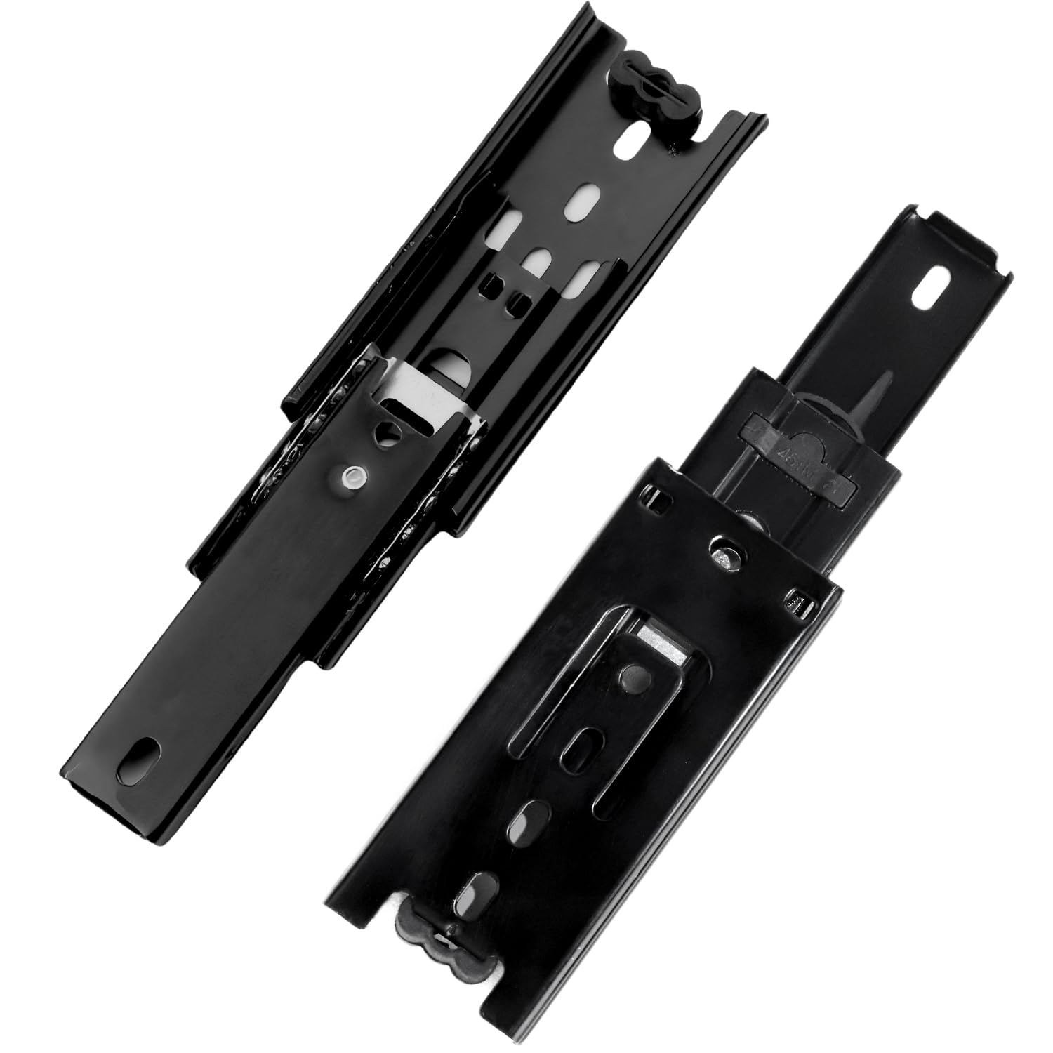 Prmape 2 Pcs Ball Bearing Drawer Runners 10cm, Ball Bearing Metal Black Runners Slides Rails Track, 100mm Full Extension Drawer Runner, Heavy Duty 45 kg Load Capacity
