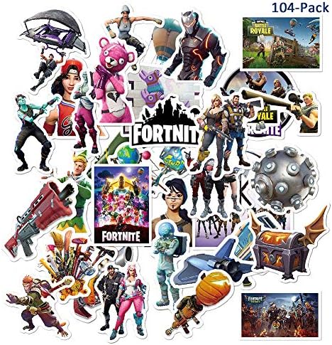 104PCS Game Party Supplies Stickers, Echeer Waterproof Removable Vinyl Party Favors Gaming Decal Stickers Car Stickere Gamer Birthday Party Supplies Gift