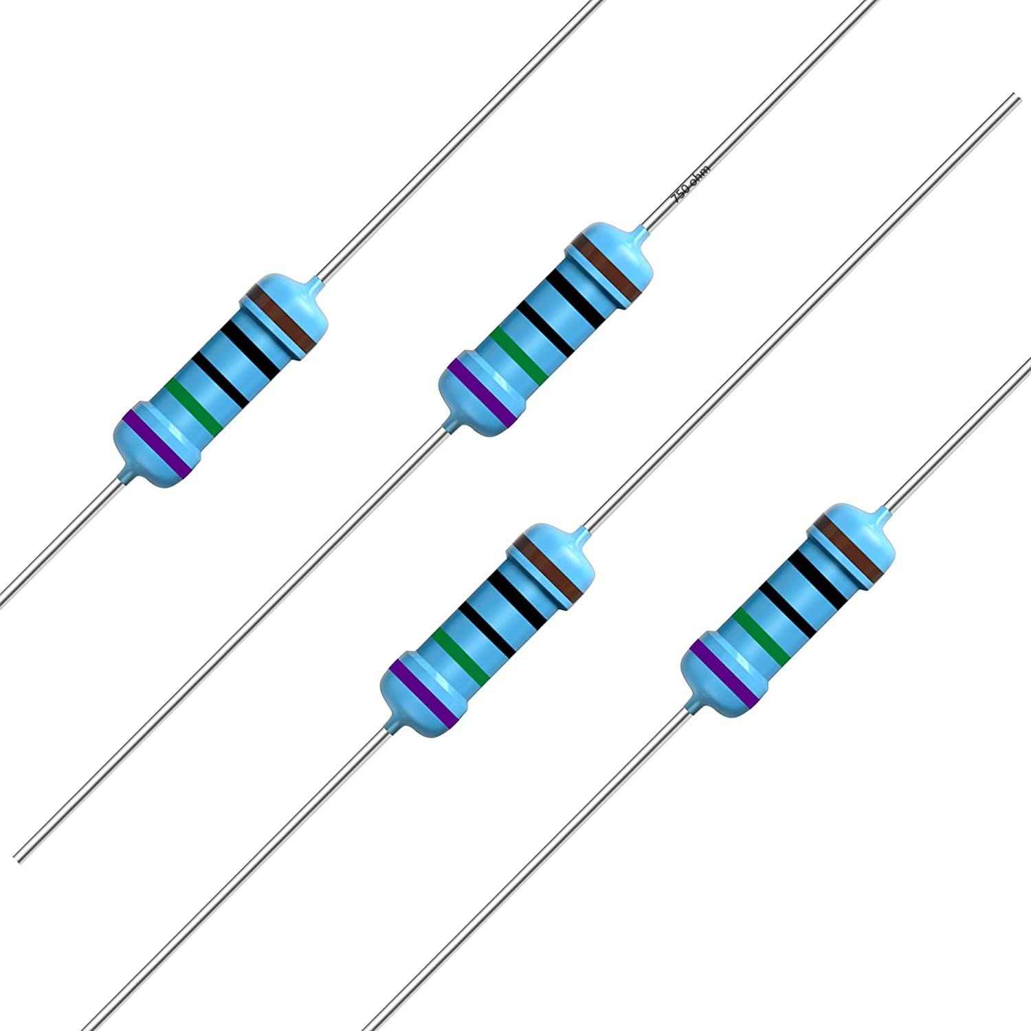 Photo 1 of California JOS 100pcs 750 ohm Resistor 1/2w (0.5Watt) ±1% Tolerance Metal Film Fixed Resistor, Multiple Values of Resistance Optional(750 ohm, 750 R, 750 ?)