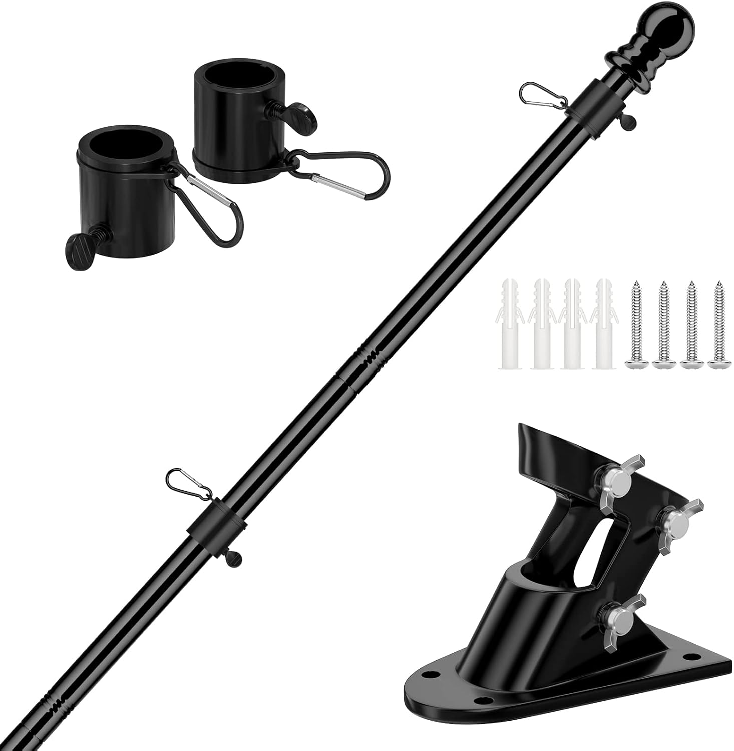 Flagpole Hardware - GLORYA 5ft Flag Pole with Bracket - 1