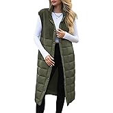 UMEKO Women's Long Puffer Vest Fleece Jacket Winter Button Down Sleeveless Coats