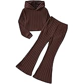 Yoxindax Girls Clothes Solid Color Long Sleeve Hoodie Top + Pants 2PCs Girls' Fall Clothing Sets