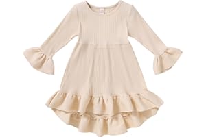 YOUNGER TREE Toddler Baby Girls Fall Clothing Solid Cotton Pit Irregular Skirt Winter Dress Long Sleeve Skirt Outfits