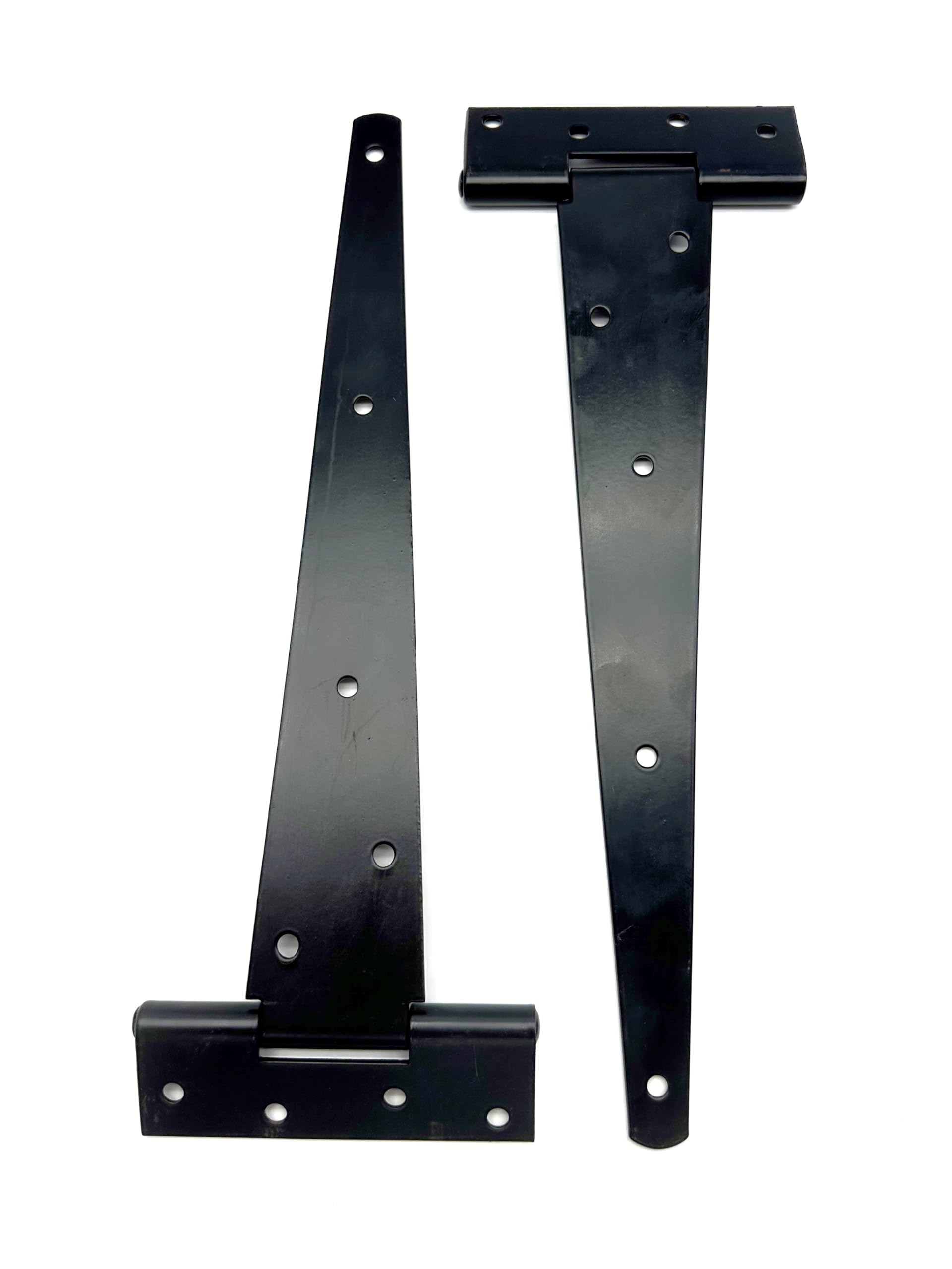 2PK Heavy Duty Black Tee Hinges 12" (300mm). Strong Black T-Hinges for Garden Gates, Sheds and Doors. Black Japanned Corrosion and Weather Resistant External Hinge Pack.