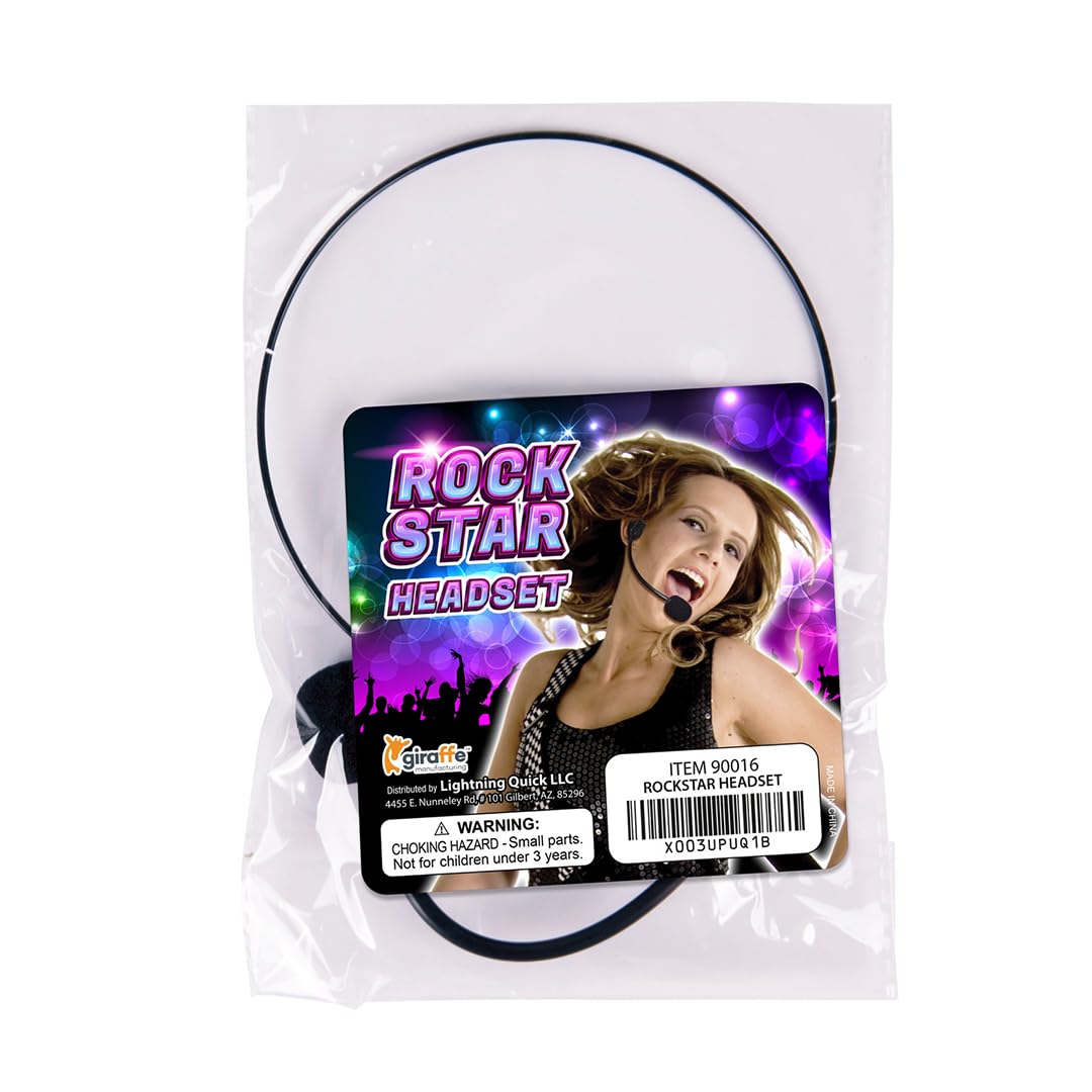 Giraffe Manufacturing Realistic Rockstar Headset Toy Set - Concert Play Accessories for Kids, Concert Costume Prop, Britney Spears Headset Mic Costume
