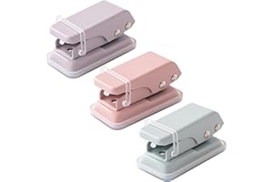 3-Pack Single Hole Puncher 1/4" Round Hole, Cute Portable Mini Paper Punch with Chip Tray & Non-Slip Base, Easy One-Hand Punc