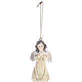 Dicksons Decorative Holiday Hanging Christmas Tree Ornament 1.75 x 3.5 Inch Resin Glittered Praying Angel
