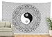 SheetKart Black And White Tapestry, YinYang Wall Hanging Tapestry, Mandala Tapestries, Indian Traditional Cotton Printed Bohemian Hippie Small Wall Art