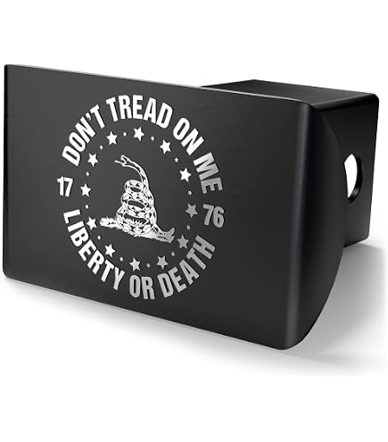 Don't Tread On Me Flag Hitch Cover - 2 Inch Receiver Black With Chrome Dome & Gadsden Design
