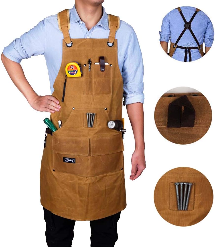 Woodworking Aprons for men, Gift for Woodworker, with 9 Tool Pockets