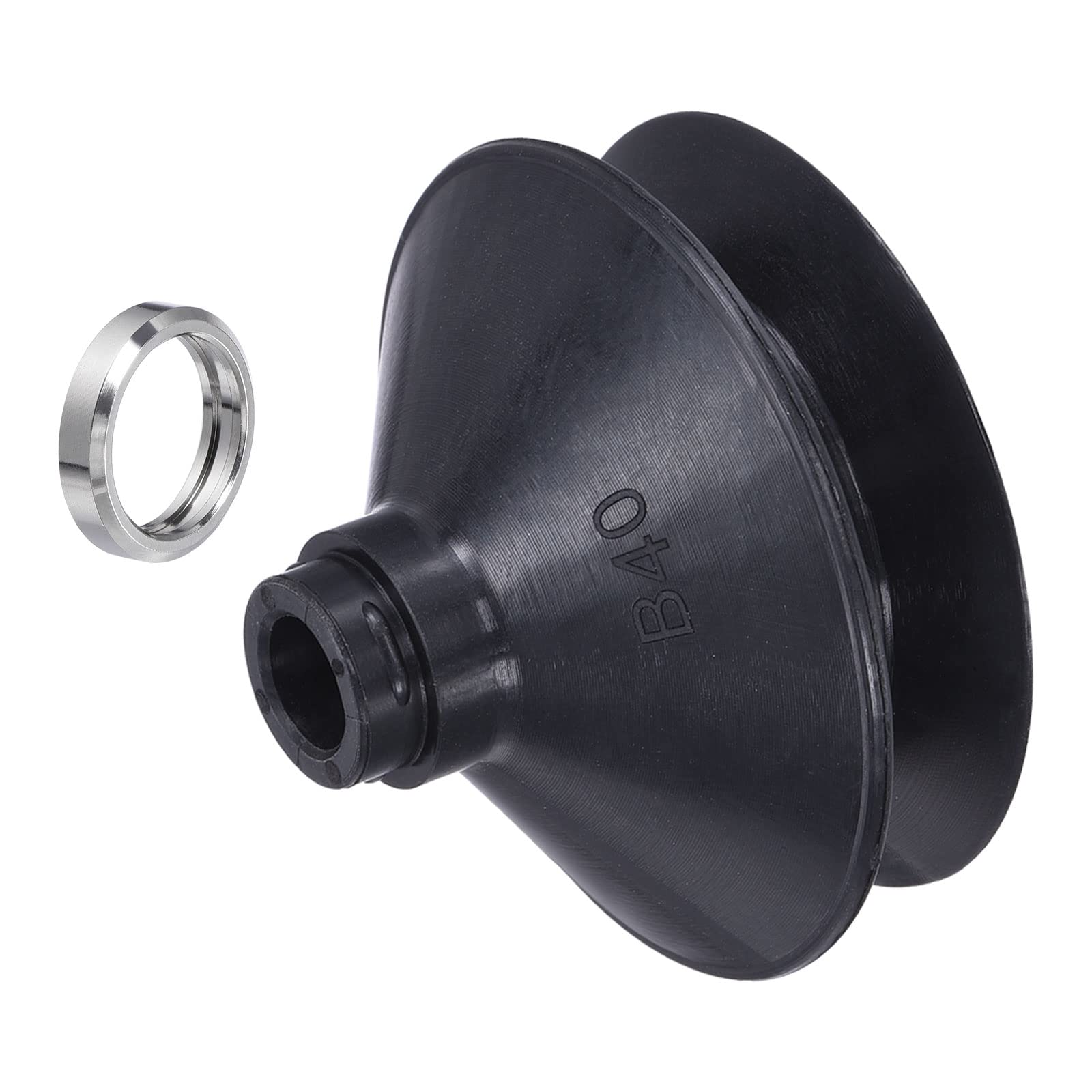 PATIKIL Vacuum Suction Cup, 1 Pack Nitrile Rubber 7mm ID x 43mm OD Pneumatic Bellows Sucker Pad with Gasket for Industry, Black