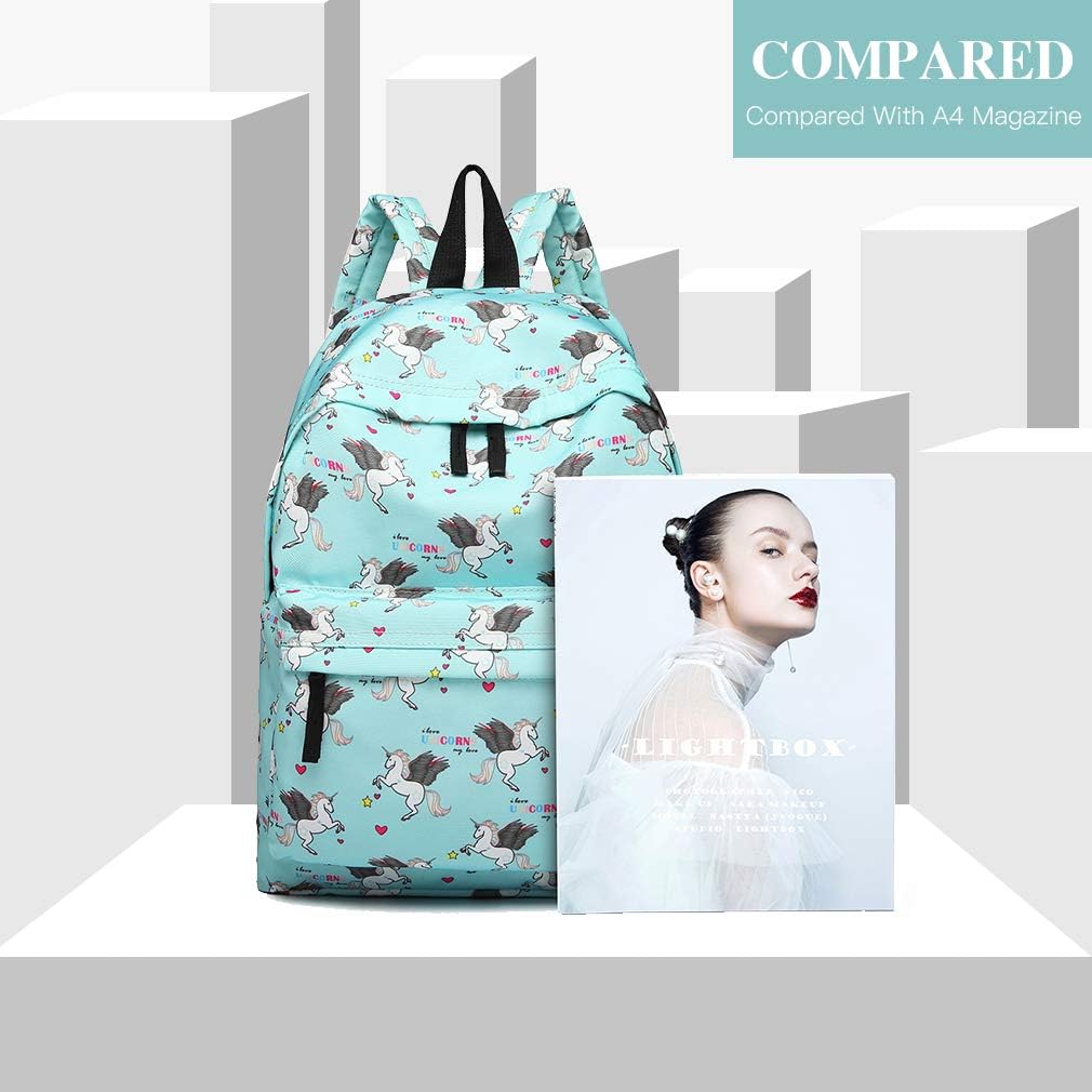 Kono Children's Backpacks Unicorn School Bag Canvas Rucksack for Girls and Boys Fashion Printed Bookbag for Students Teenagers Casual Daypack (Blue) - Image 4