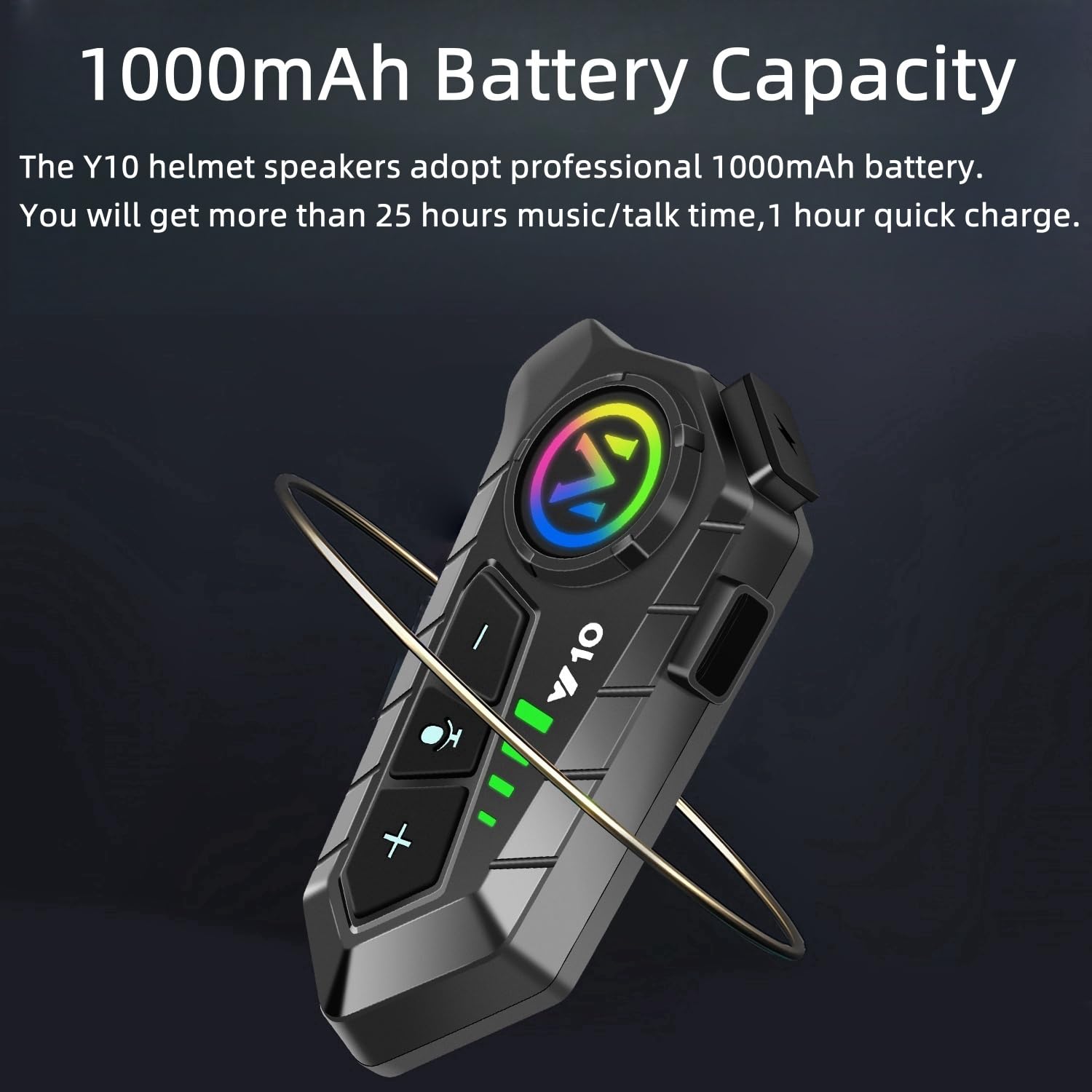Motorcycle Helmet Bluetooth Headset Speakers with HiFi Sound,Noise Cancellation,1000mAh Battery,25 Hours Use,Boom Mircrophone,Easy to Install Use with Golves,IPX6 Waterproof,Voice Assistant