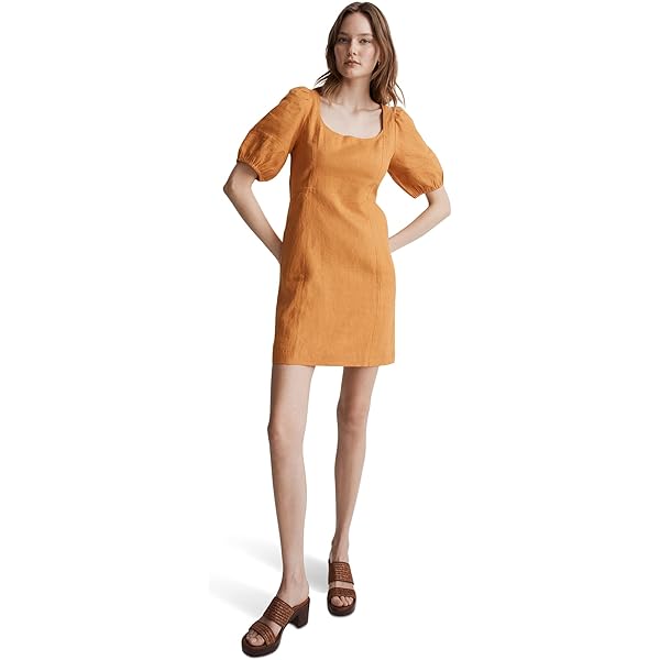 Madewell Maisie Mini Dress in 100% Linen Ochre Fresco 0 at Amazon Women's  Clothing store