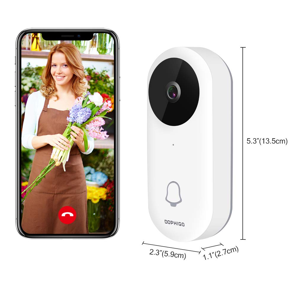 Wifi Video Doorbell,960p HD Smart Security Camera Wireless Door Viewer,Night Vision Real-Time 2-Way Talk & Video,Button Chime ,Rechargeable Battery