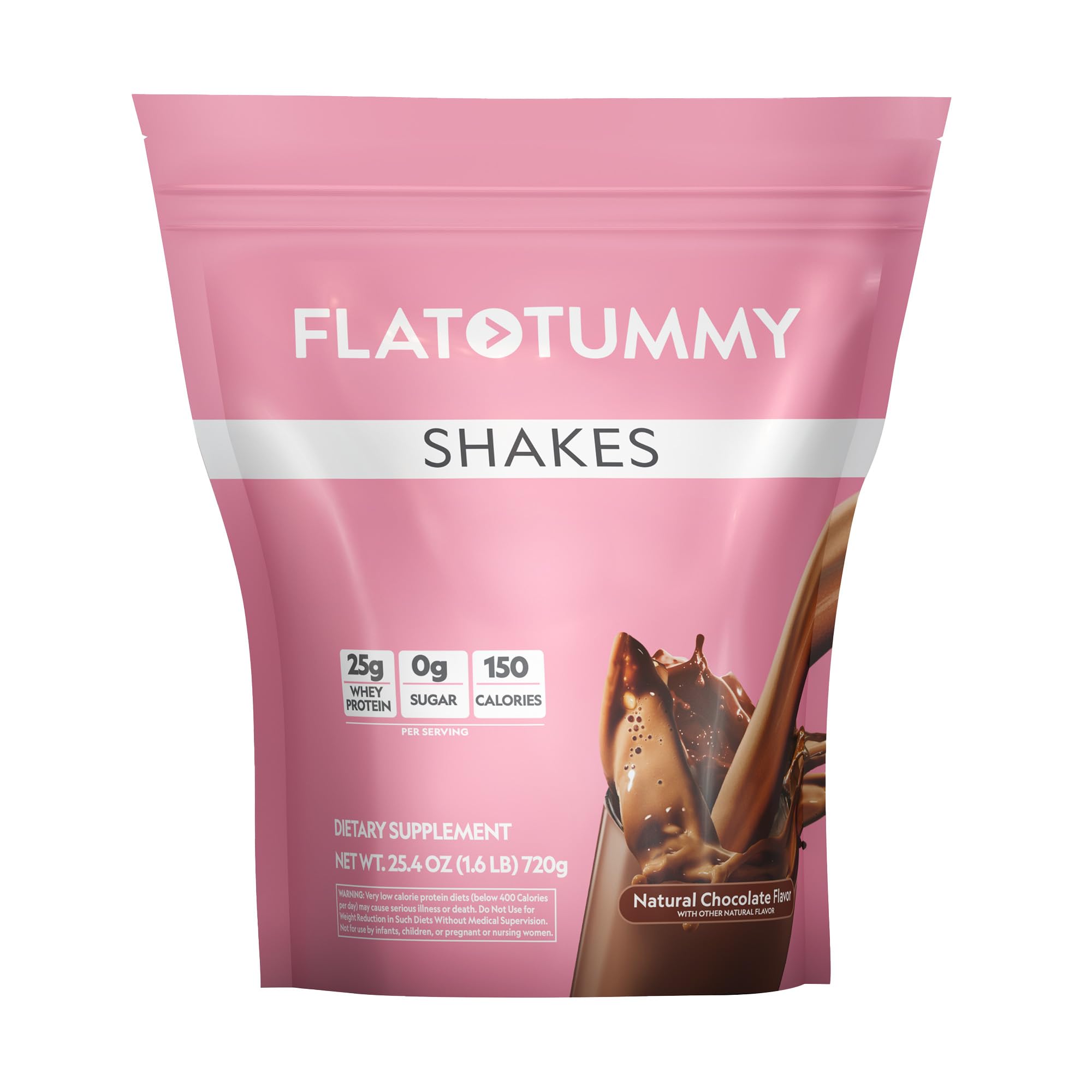 Flat Tummy Shakes - Chocolate, 20 Servings, EBT Eligible – Post GLP-1 Protein Supplement, High Protein, Zero Sugar, Keto-Friendly Meal Replacement with Clinically Studied Morosil®