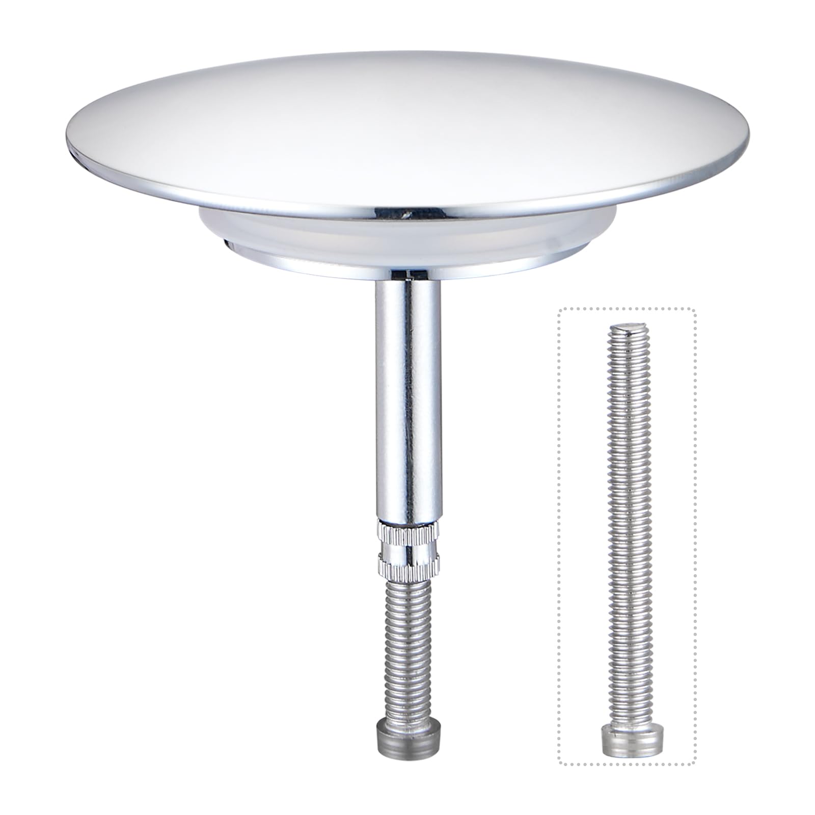 Bath Plug Diameter 72mm Chrome Plated Drain Plug with Innovative Double Seal Waste for Most Bathtub Height Adjustable