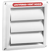 Deflecto Outdoor Dryer Vent Cover 4-Inch with Louvered Gravity Damper White | Backdraft preventer for 4-inch dryer exhaust applications, weather- and UV-resistant plastic with durable louvered faceplate