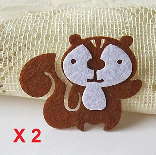 Felt Applique Iron on Applique Brown Squirrel Chipmunk Animal kawaii applique (Set of 2) B008