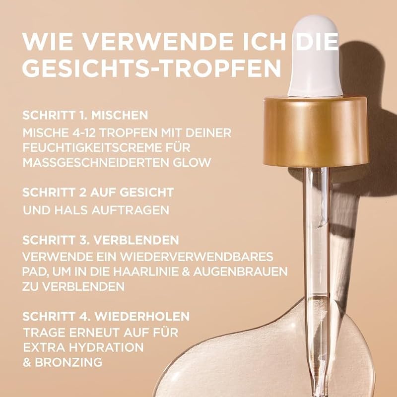 Selbstbräunungs-Konzentrat, Serum für einen natürlich gebräunten Teint, Für eine gleichmäßige und langanhaltende Bräune, Ambre Solaire Natural Bronzer, 1 x 30 ml