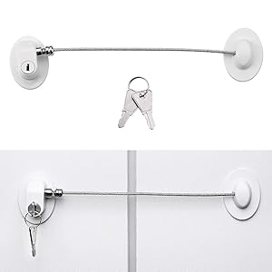 Refrigerator Door Locks(2-Pack White),Mini Fridge Lock, File Cabinet Lock, Drawer Lock, Lock for Cabinet, Child Safety Lock Refrigerator Door Lock