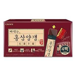 Crown Squeeze Korean Sweet Red Ginseng Jelly Stick | 600g | Healthy Snack for Kids & Adults, Korean Snack, Yokan, Less Sweet, Traditional Desserts, 짜먹는 홍삼 양갱