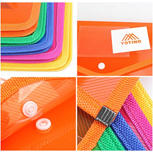 YOTINO Premium Expanding Poly Wallets 5Pack, Letter Size/14.4''x10.4'' Expanding File Wallet Large Capacity Poly Pockets Envelope File Folders - Snap Button Closure - Name Card Slot - Assorted Color