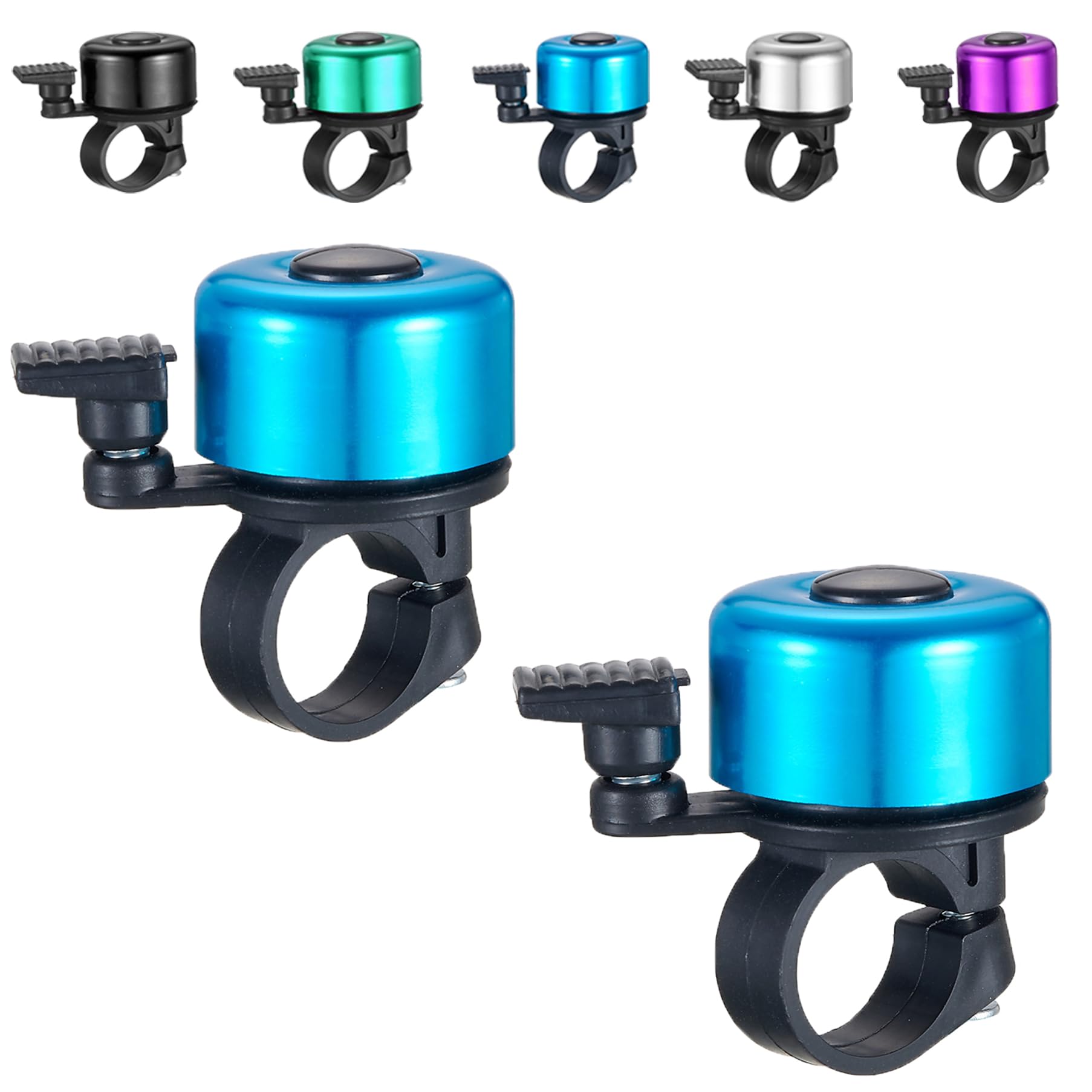 2 Pcs Color Bike Bell with Loud Melodious Sound Classic Mini Bicycle Bell for Road and Mountain Bike Bell Adults Kids (Blue)