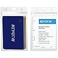 KEYLION 6 Pack ID Card Badge Holder Vertical, Heavy Duty Clear Vinyl Plastic PVC Sleeve Cover w Waterproof Resealable Zip, fit 5 Credit Size Cards or 2.25" x 3.5" Name Badge Inserts