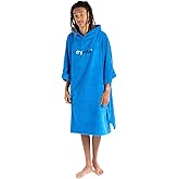 Dryrobe Towel Swim Robe - Hooded Surf Poncho Changing Robe - Organic Cotton - for Swimming, Beach, Surfing - Short Sleeve- (Large-Cobalt Blue)
