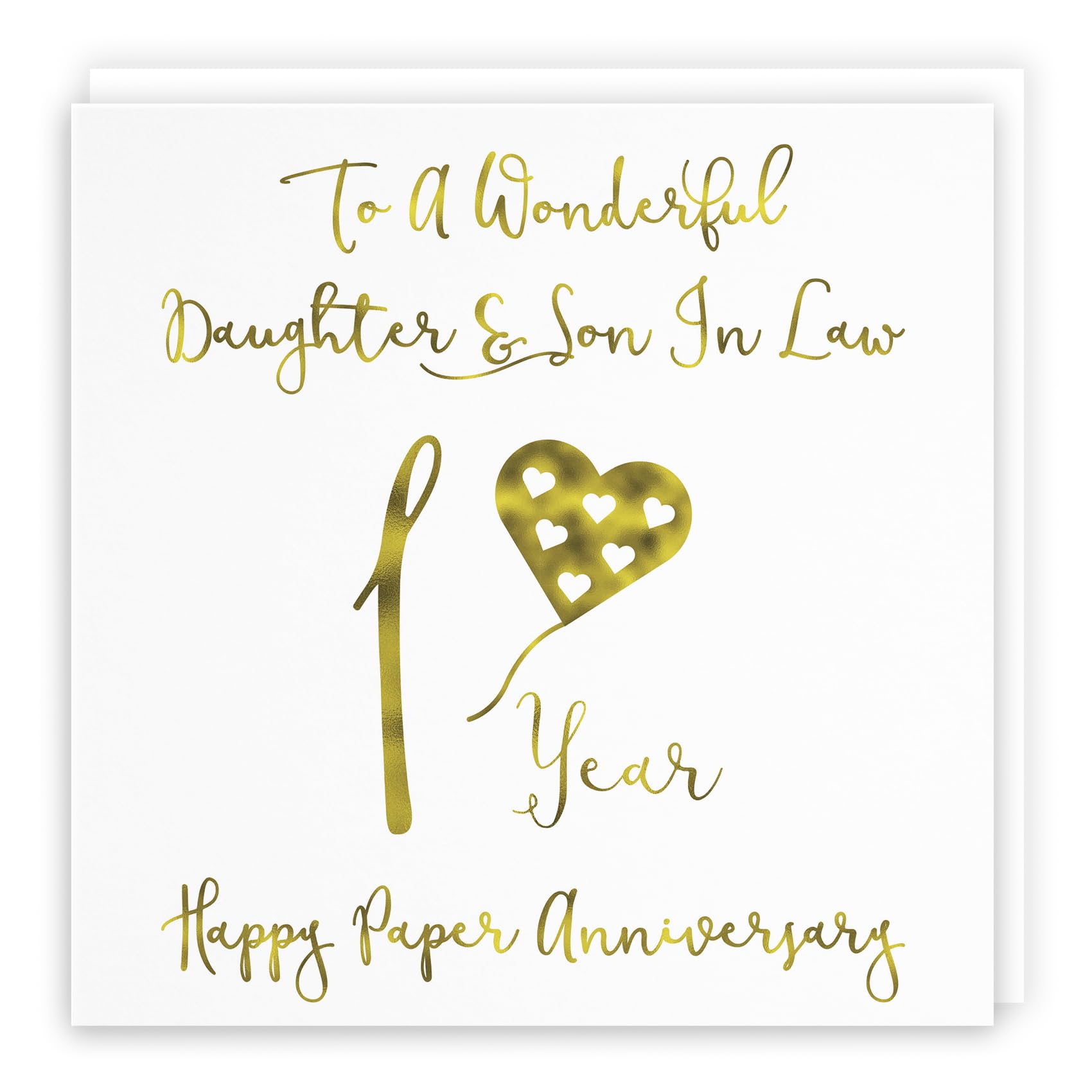 Hunts England - Large Daughter And Son In Law 1st Anniversary Card - To A Wonderful Daughter & Son In Law - 1 Year - Happy Paper Anniversary - Milano Collection - Large - 210 x 210 mm — image 1