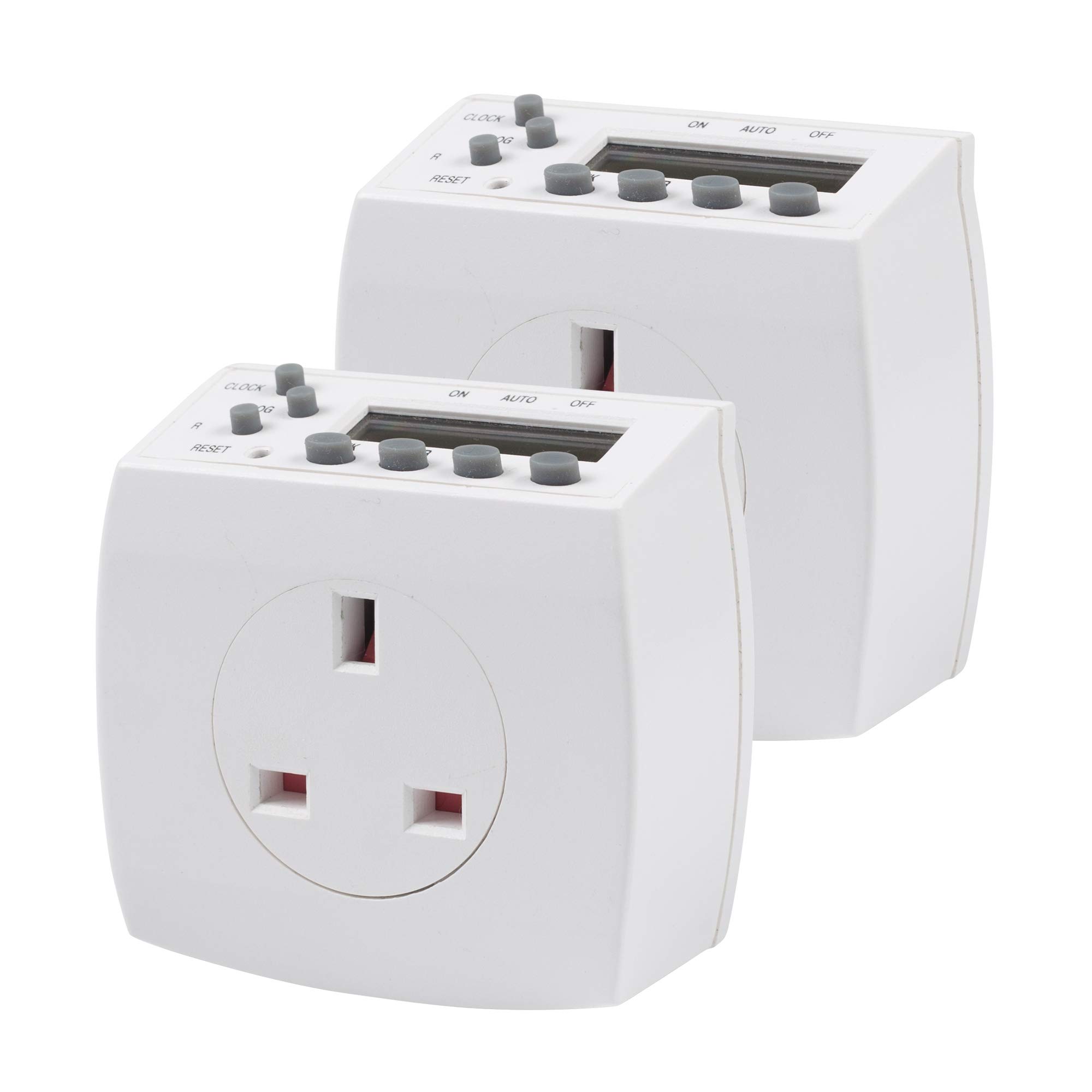 HBN 7day Digital Electronic Timer Socket Plug with 8 On-Off Programs, Programmable Switch Timers, Anti-Theft Random and Summer-Timer Function for Lights and Home Appliances, 13A/3120W, 2 Pack