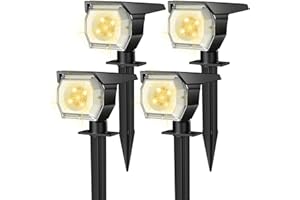 EIUIO Solar Outdoor Lights, 3 Lighting Modes Solar Spot Lights Outdoor with Auto On/Off, Waterproof Landscape Lighting for Garden Yard Pathway