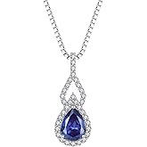 SeiMios 925 Sterling Silver Birthstone Necklaces for Women Infinity Pendant Necklace Pear Cut Gemstone Jewelry