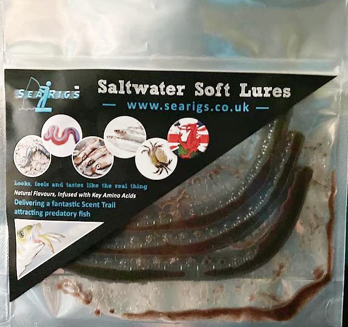 searigs Bass Fishing Worms, Soft Plastic, Drop Shot, Soft Plastic Baits, Bass Fishing Lures, baits, Soft Worm Lures, Suspended and infused BLOW LUGWORM (Mixed Colours) Fishing Ba