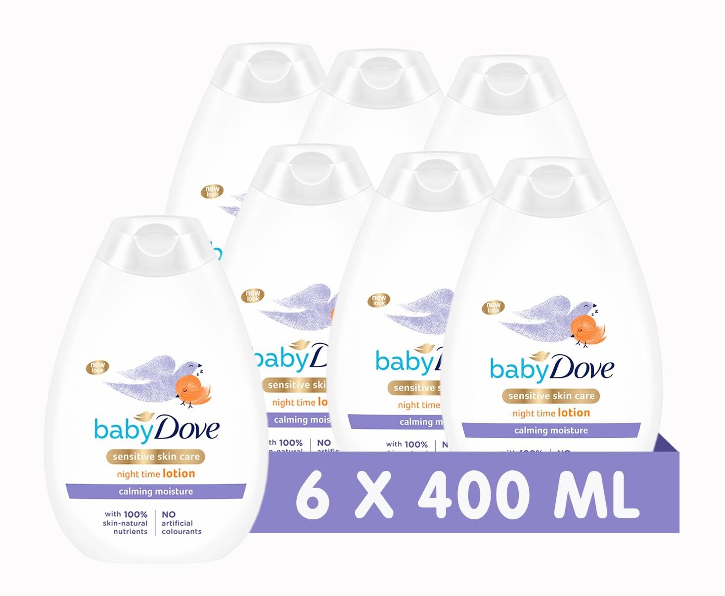 Baby Dove Calming Night Time Lotion – Gentle Chamomile Baby Moisturiser for Sensitive Skin, Relaxes & Soothe Before Bed - 6 x 400ml — image 1