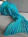 YiZYiF Mermaid Tail Blanket Handmade Crochet Cozy Soft Sleeping Bag For Kids Adult Teen (Blue)