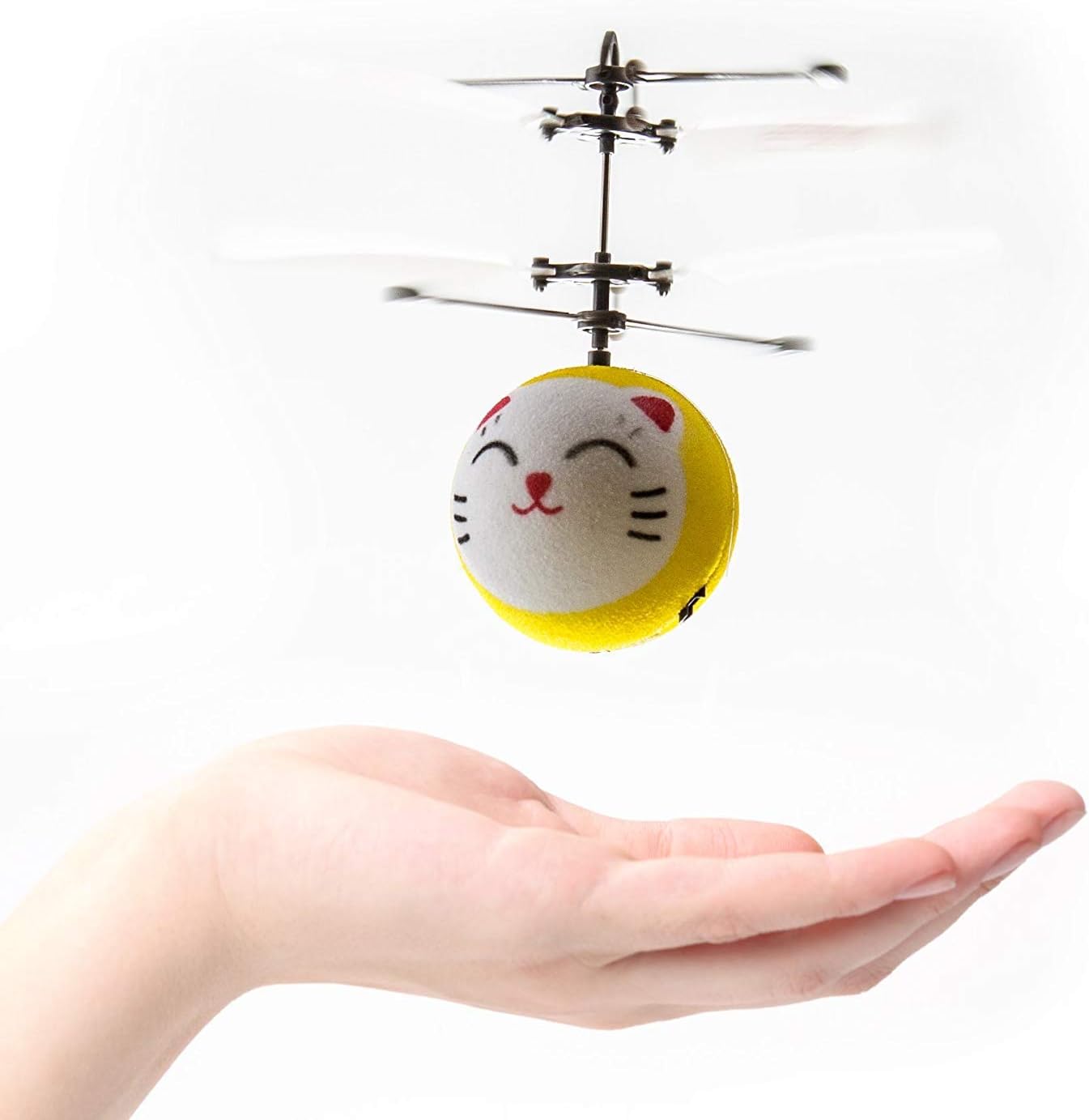 MukikiM Kids Mini Flyer - Helicopter Ball Infrared Flying Saucer with IR Sensor Remote Control - Battery Charged (Lucky Cat)