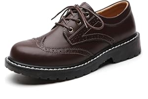 XMM Oxford Shoes for Women Women's Oxford Shoe Lace-Up Round Toe Leather Flat Classic Non-Slip Work Business Dress Office Shoes