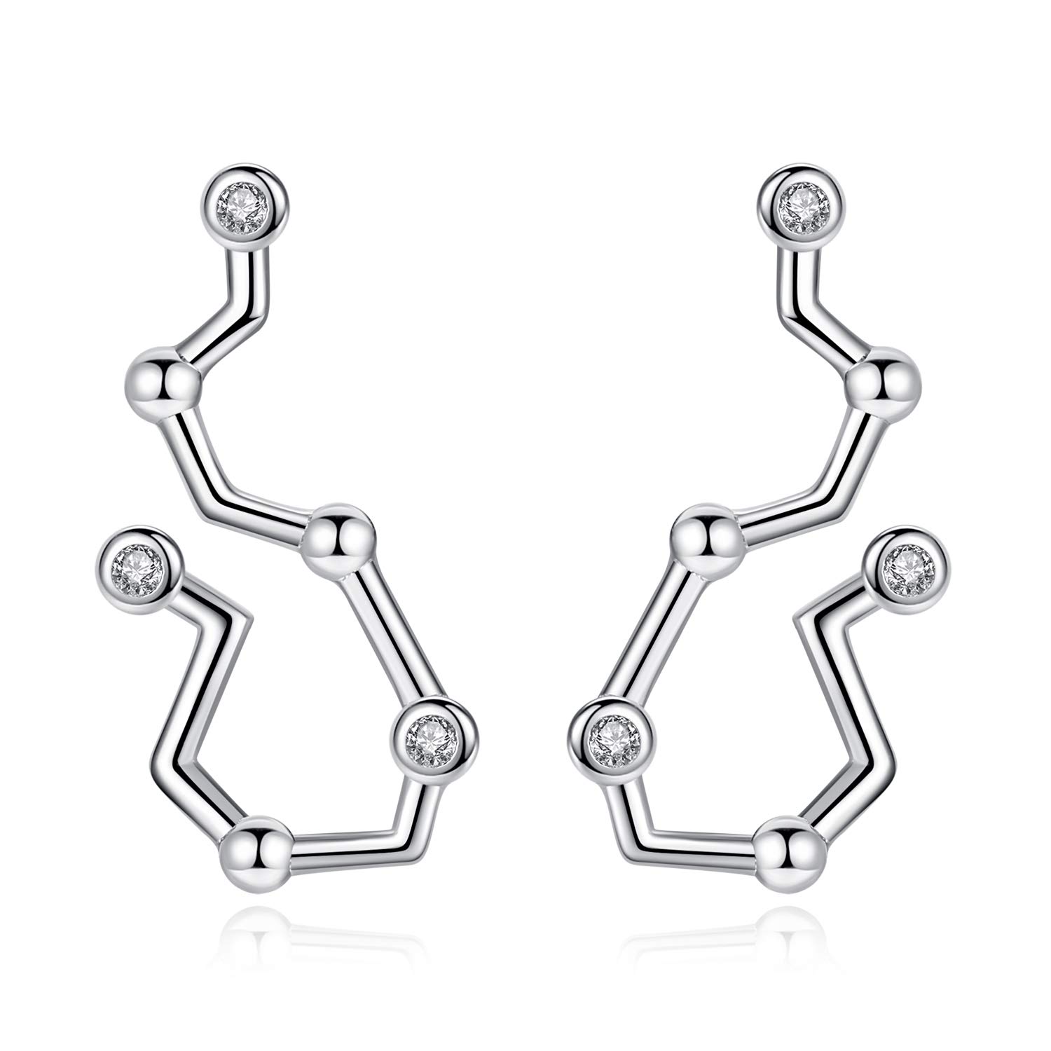 VIKI LYNN Women Girls 925 Sterling Silver CZ Aquarius Zodiac Constellation Earrings