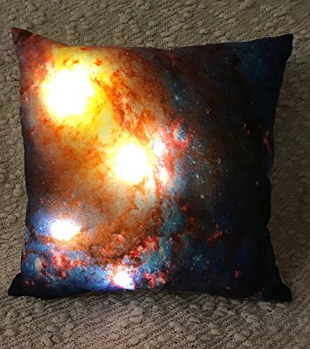 LED Light Up Cushion Pillow Cover - Space Galaxy Stars - LED Pillow Case, Night Light, Night Lamp. Cover only! 16" x 16"